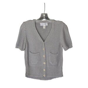 Women's J&M Varon Blue Hand Knitted Button up Sweater W/Pockets S/M